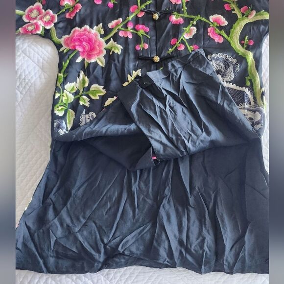 Jenny Lewis pure silk full heavy embroidery oriental tunic style cardigan - Picture 8 of 16